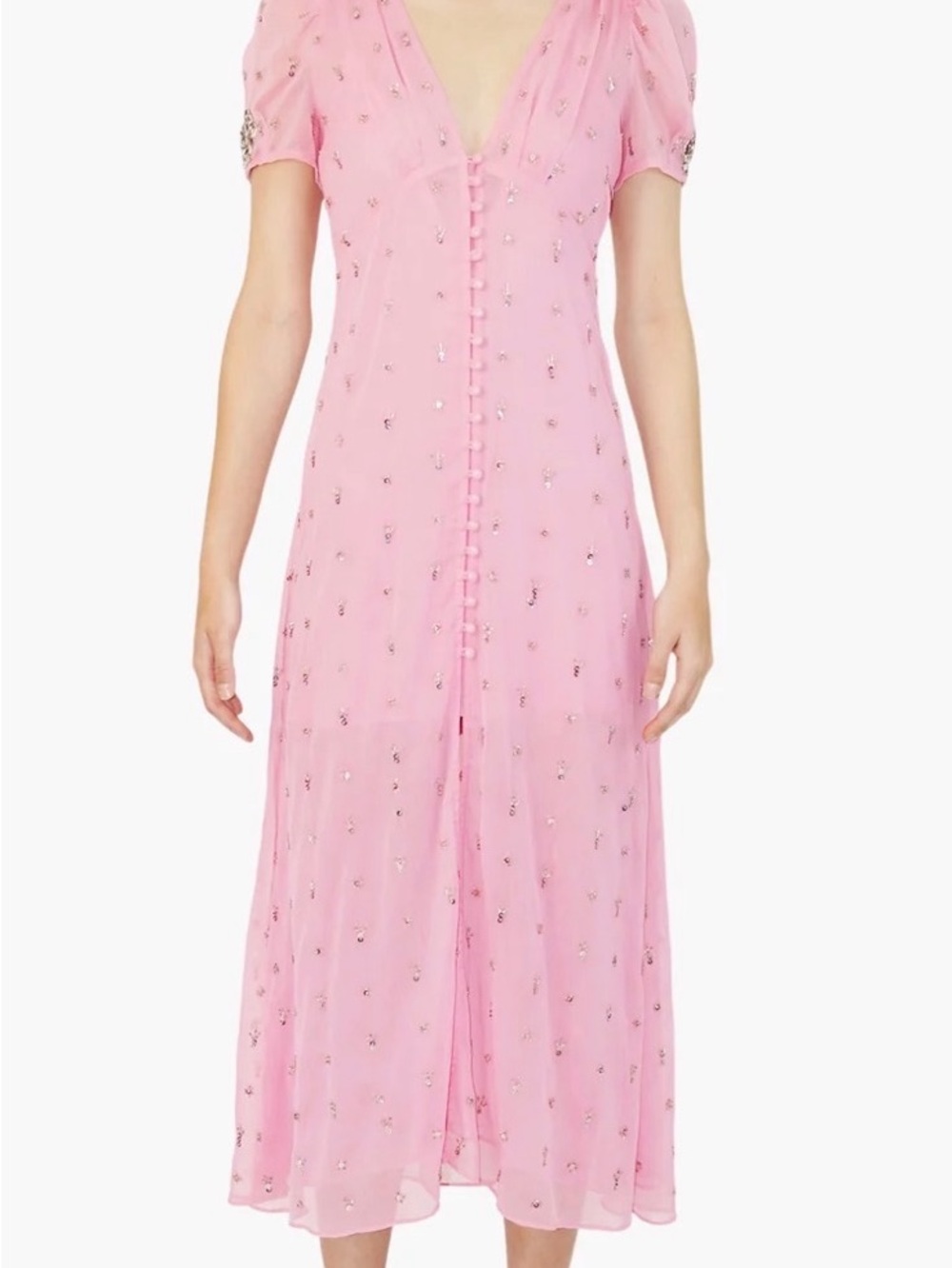 Loveshackfancy Pink Delaney Embellished Maxi Dress